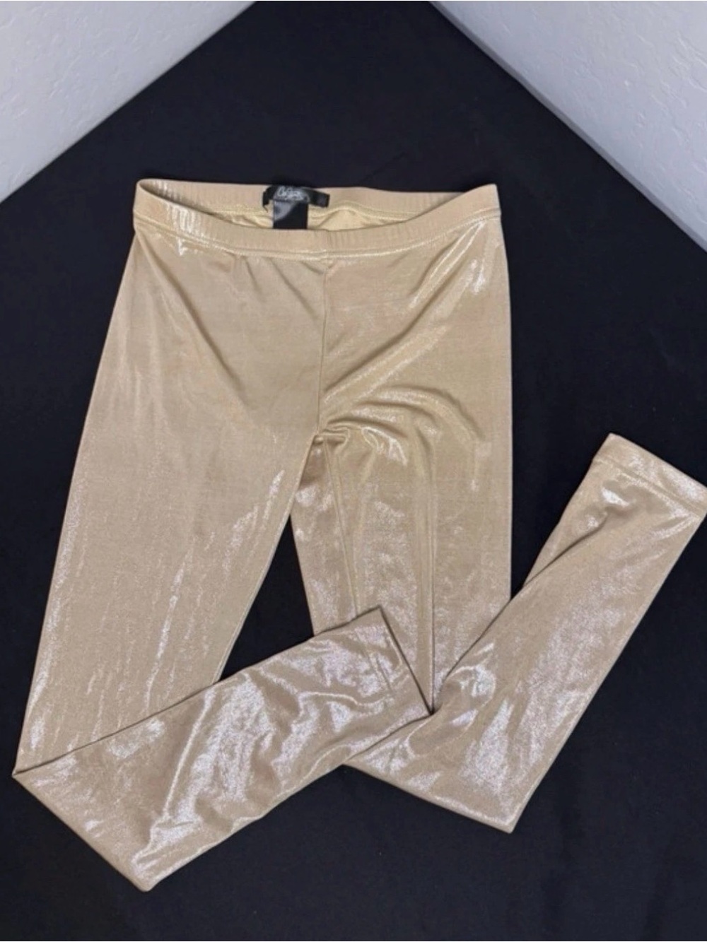 City Streets Shimmer Stretch Pants Champagne Gold Metallic S/C